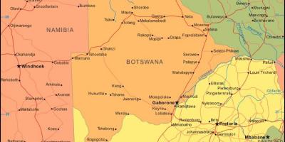 Zemljevid Bocvana, ki prikazuje vse vasi