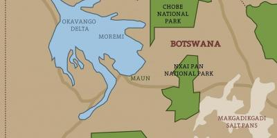 Zemljevid Bocvana zemljevid nacionalnih parkov