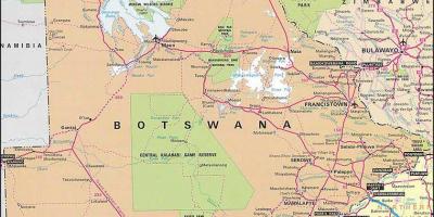 Zemljevid podrobno cestno karto Bocvana